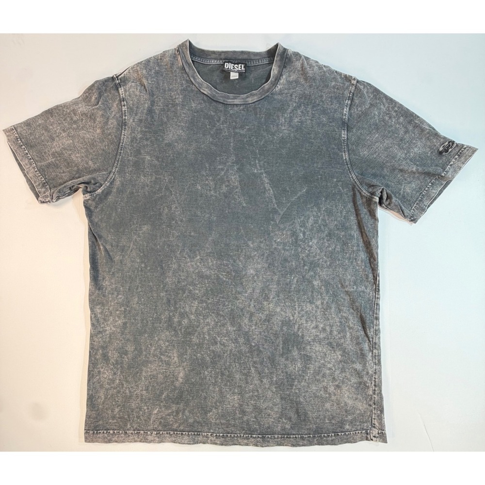 Diesel Mens T-Shirt Large Gray Acid Wash Short Sleeve Crew Neck Cotton Tee